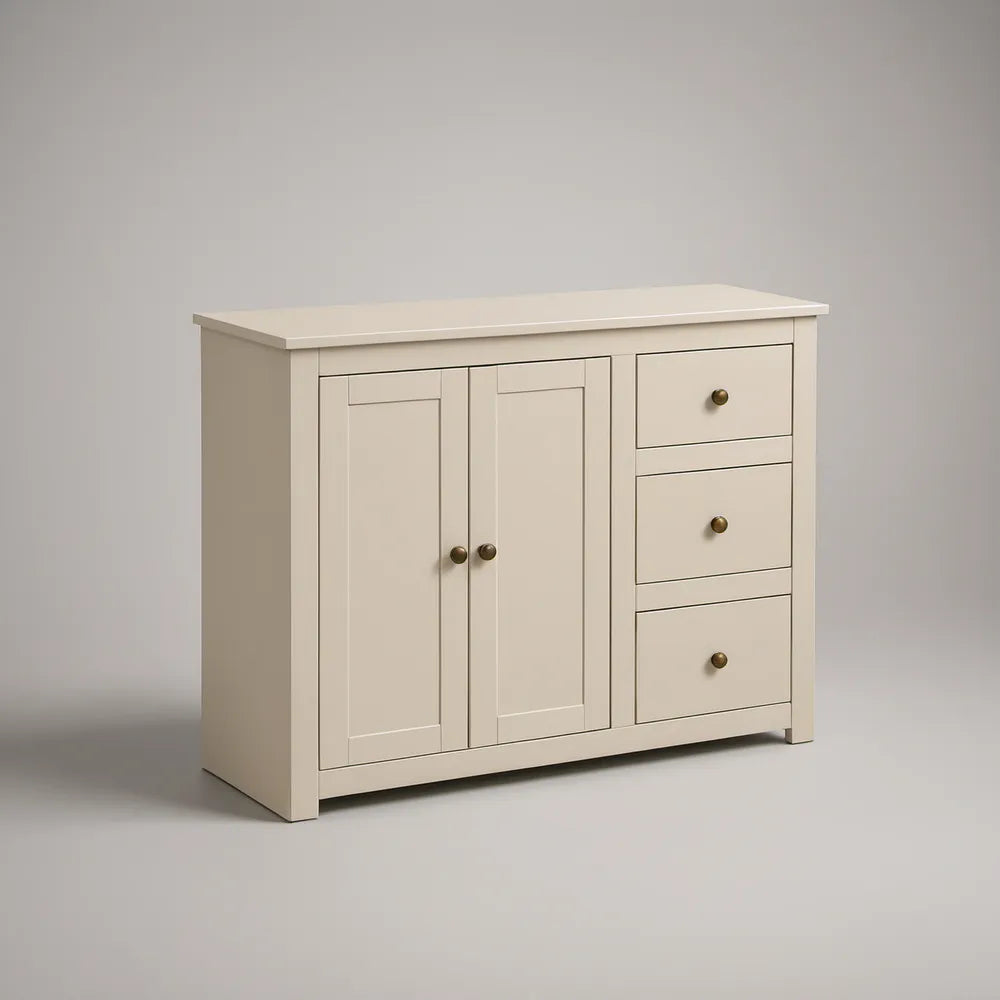 Cream MDF Sideboard with 2 Doors and 3 Drawers, 47.2 x 15.7 x 35.4 in