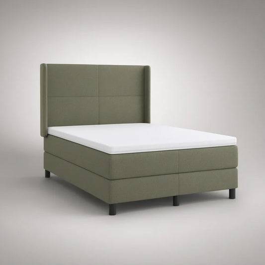Queen Upholstered Platform Bed Frame, Olive Green/Black, 84 x 63 x 48 in