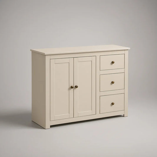 Cream MDF Sideboard with 2 Doors and 3 Drawers, 47.2 x 15.7 x 35.4 in